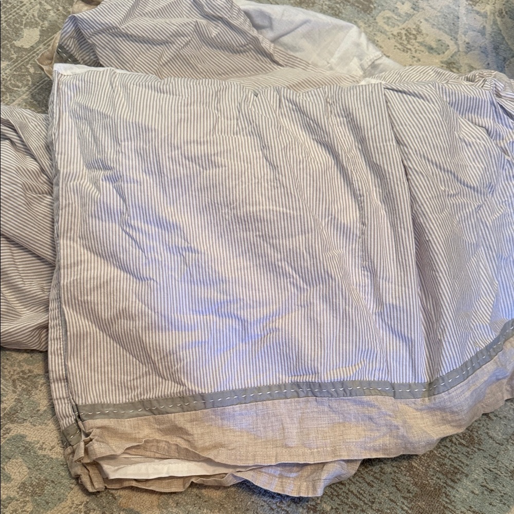 Pottery Barn Striped Brown and Gray Crib Skirt